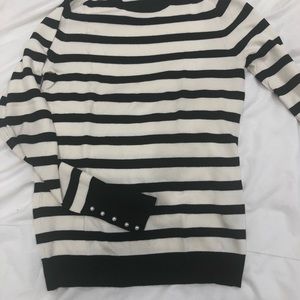 Zara Striped sweater, pearl detail on sleeve. S/XS